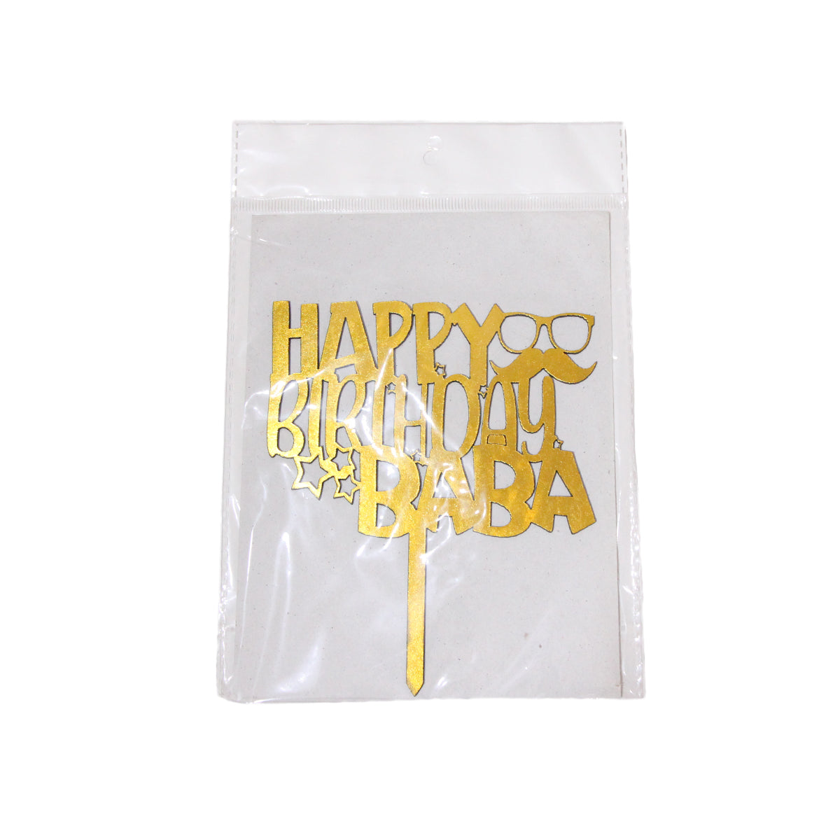 Happy Birthday Baba Painted Wooden Cake Topper