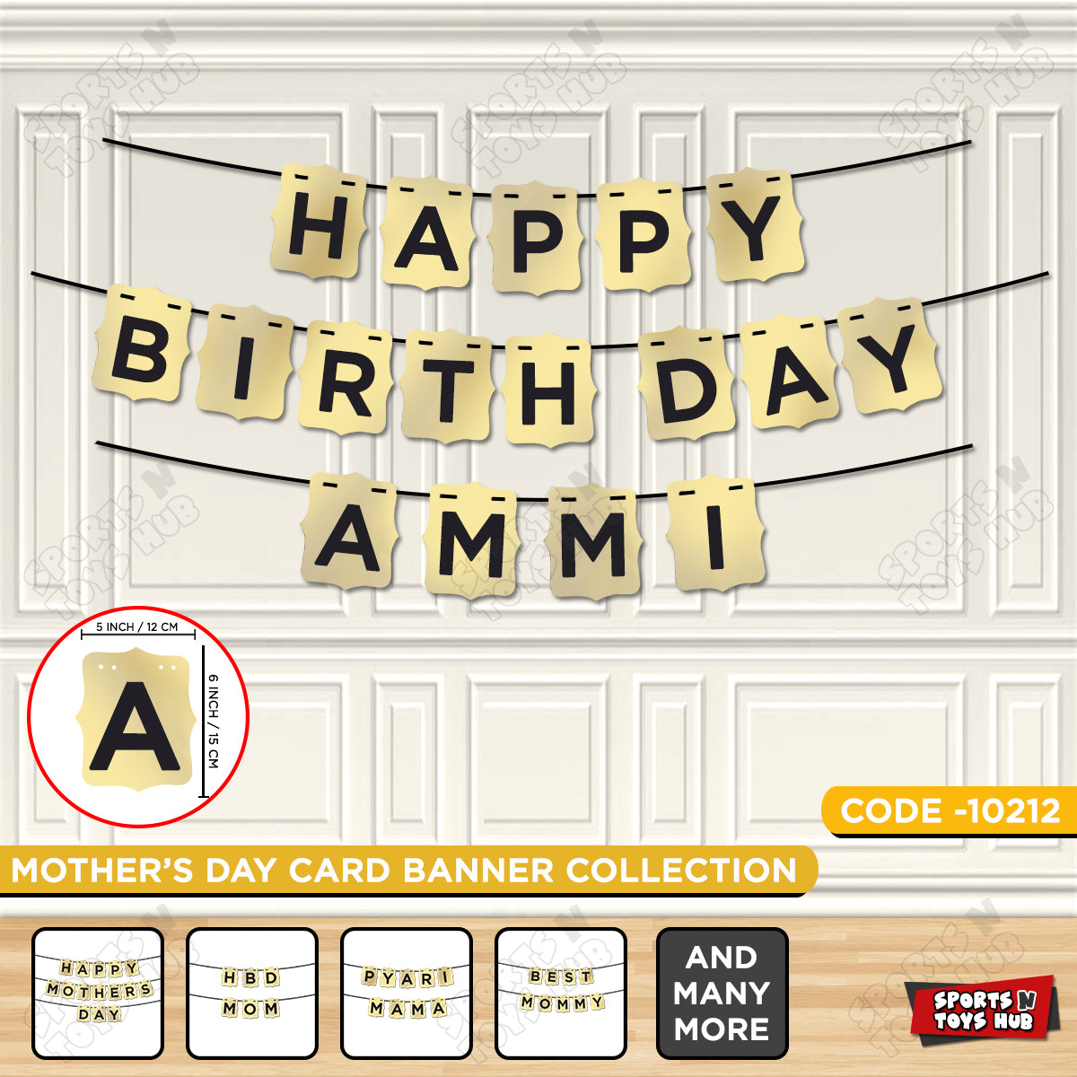 Happy Birthday Ammi Shinny Gold Card Banner