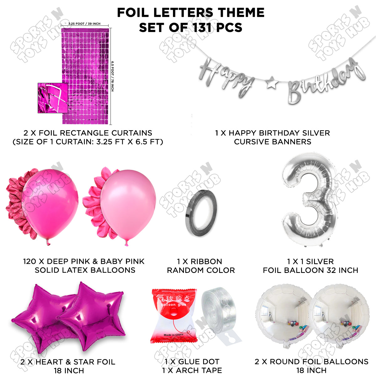 Third Birthday Cutout Banner Arch Theme - Pink