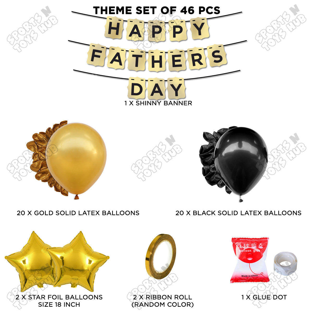 Happy Fathers Day Shinny Gold Card Banner Theme Collection