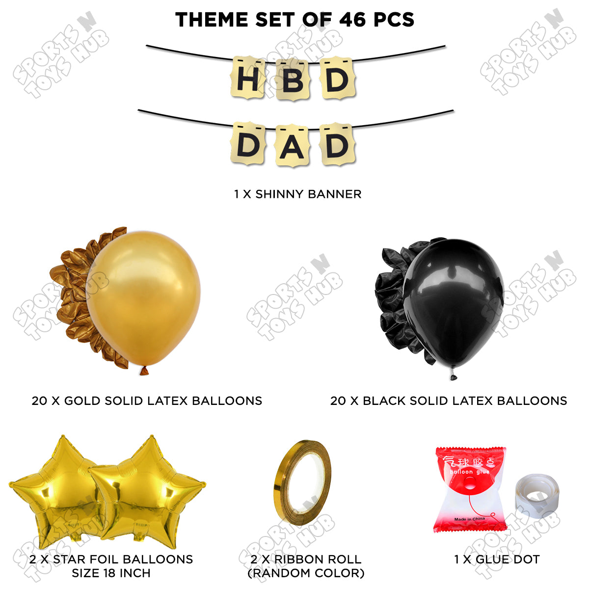 HBD Dad Shinny Gold Card Banner Theme Collection
