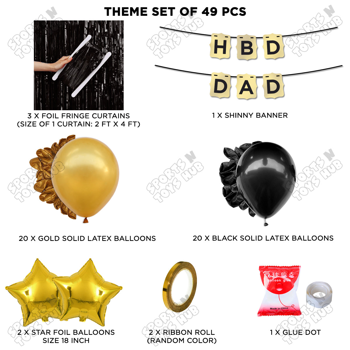 HBD Dad Shinny Gold Card Banner Theme Collection