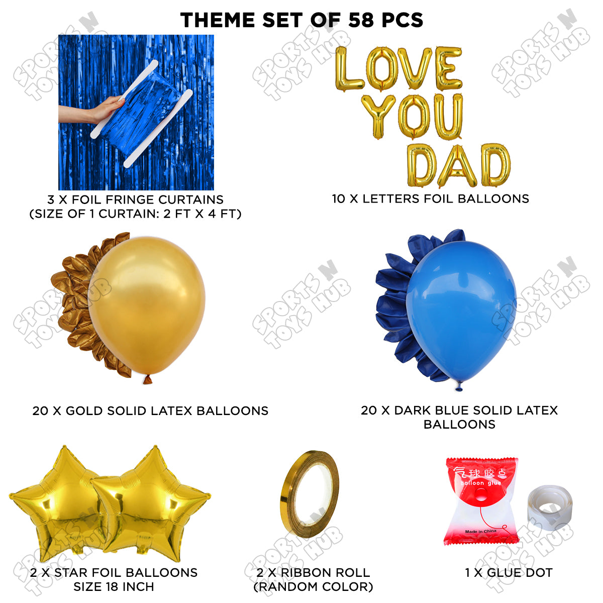 Love You Dad Foil Letter Curtain Theme Collection