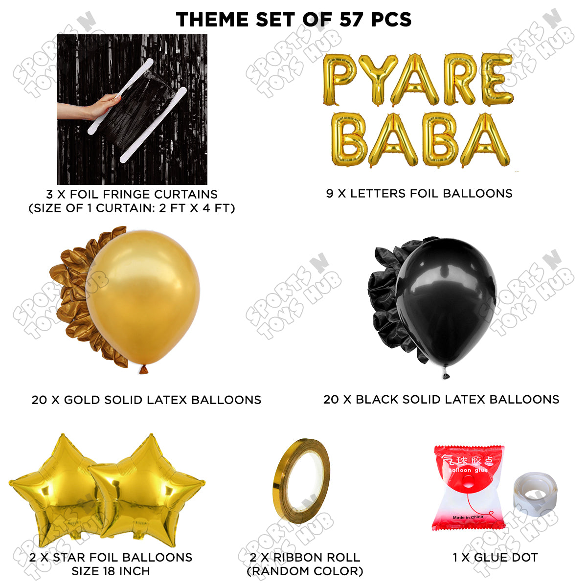 Pyare Baba Foil Letter Curtain Theme Collection