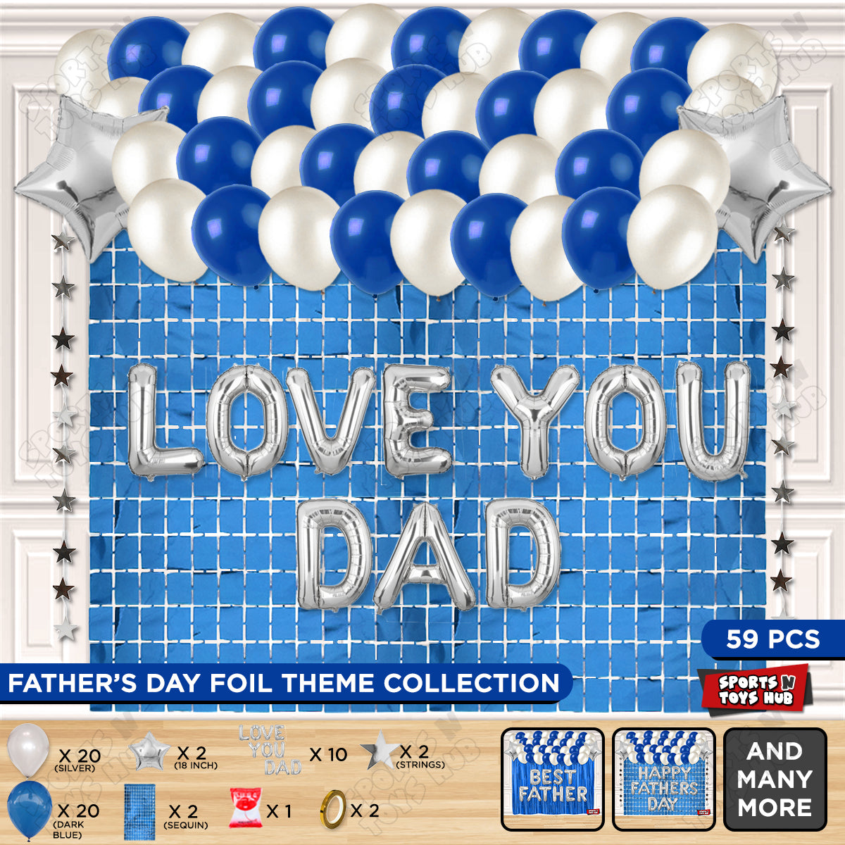 Love You Dad Foil Letter Rectangle Curtain Theme Collection