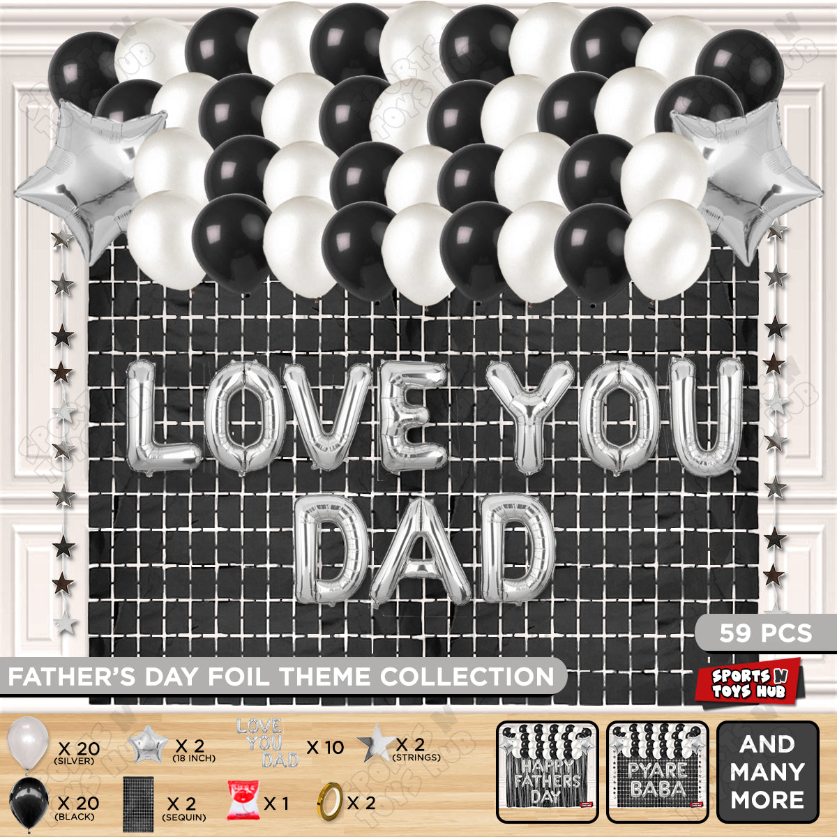 Love You Dad Foil Letter Rectangle Curtain Theme Collection
