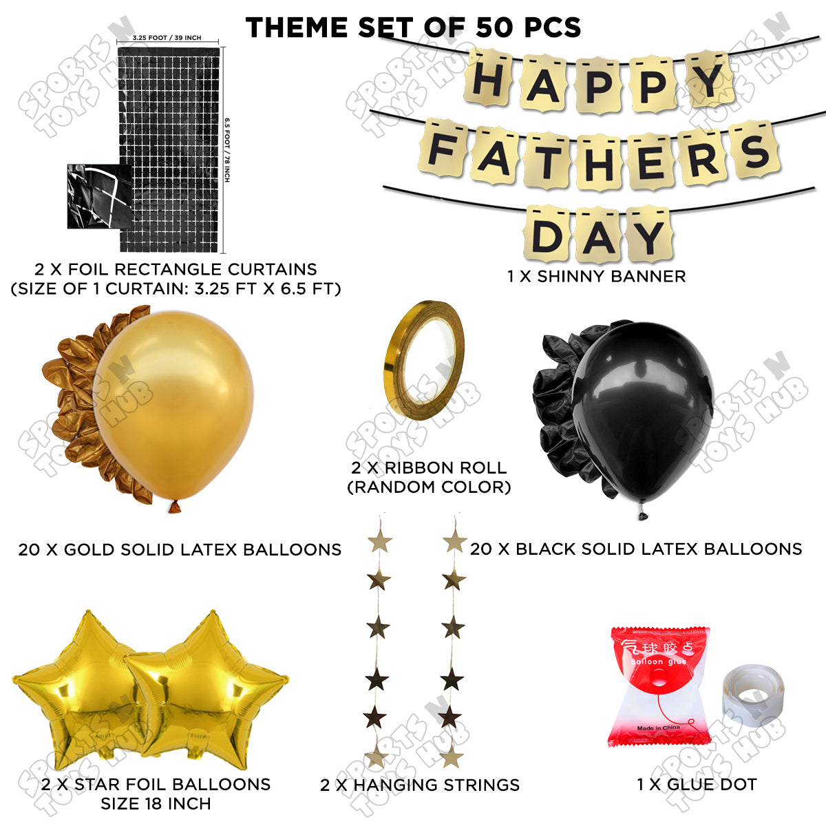 Happy Fathers Day Shinny Gold Card Banner Theme Collection