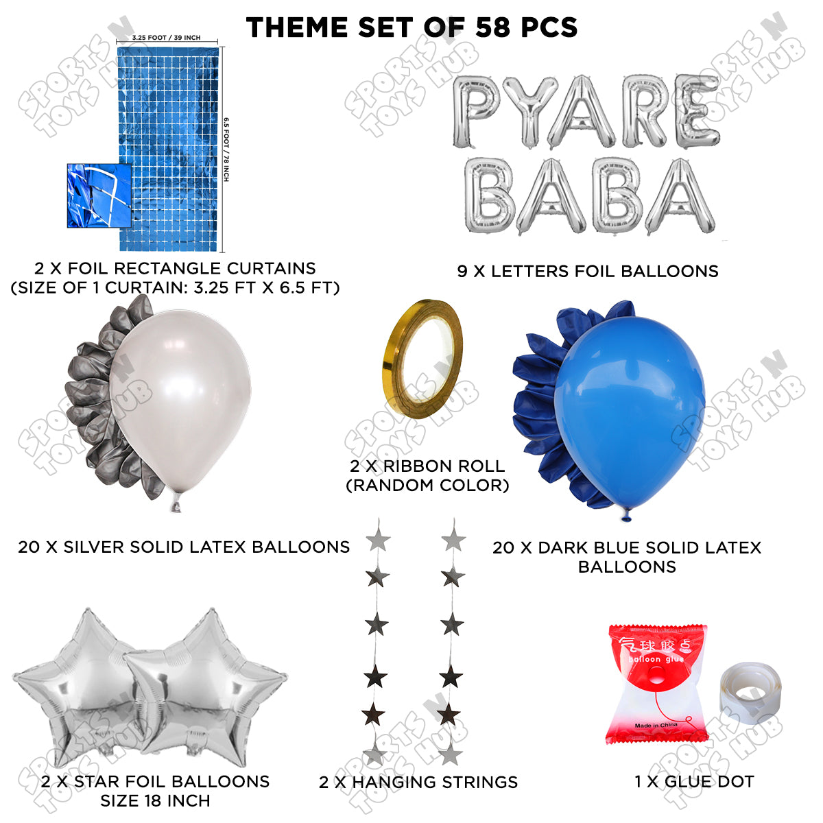 Pyare Baba Foil Letter Rectangle Curtain Theme Collection