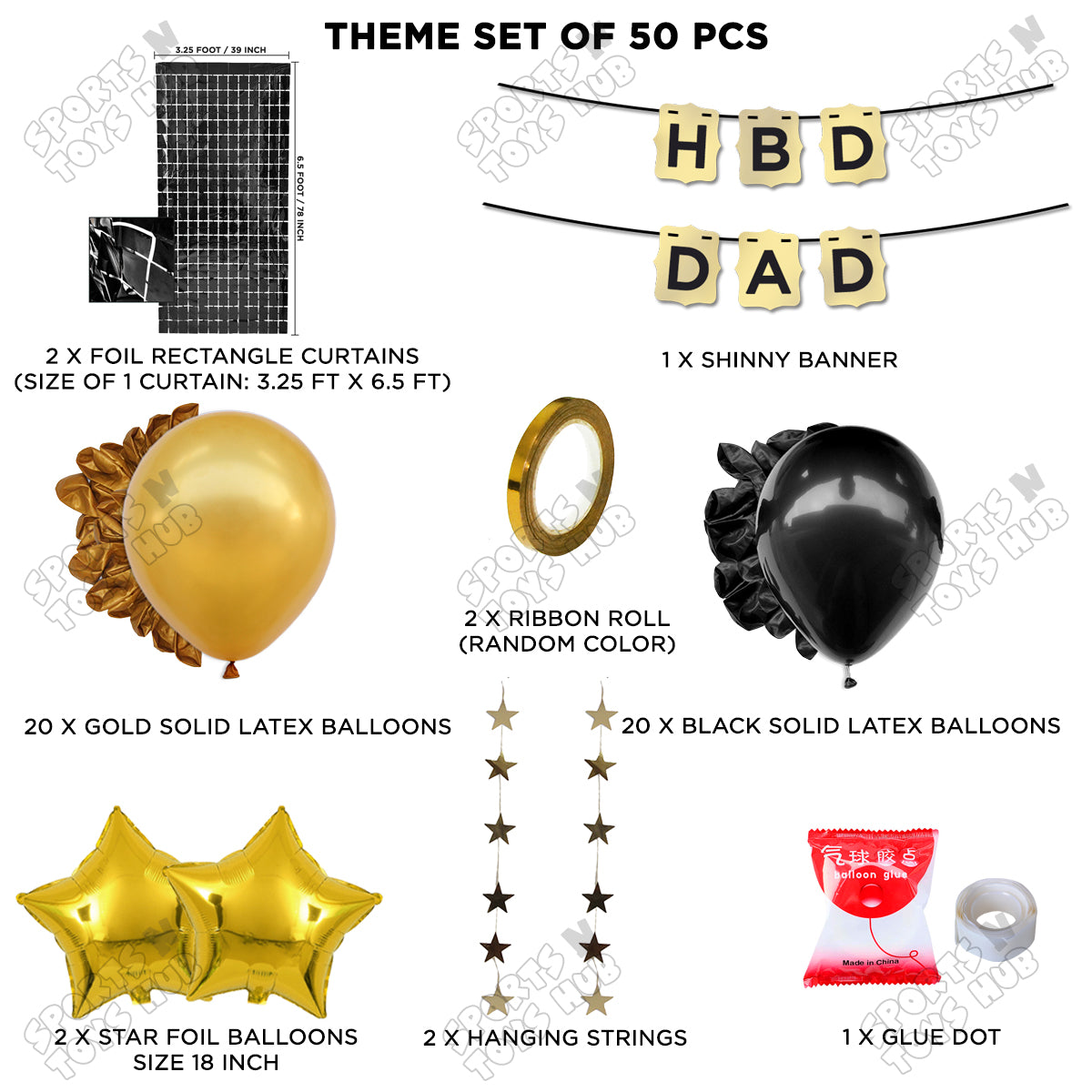 HBD Dad Shinny Gold Card Banner Theme Collection