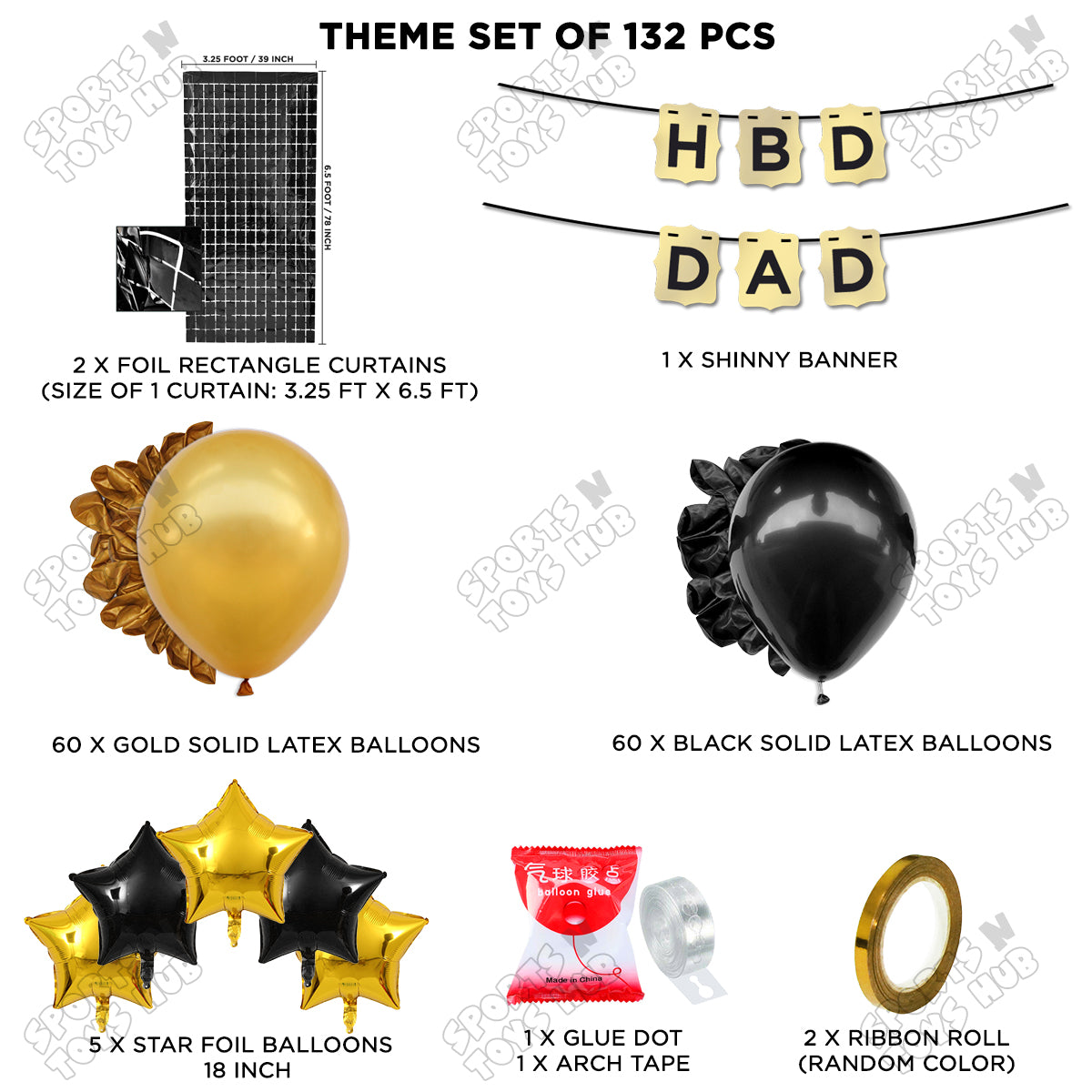 HBD Dad Shinny Gold Card Banner Theme Collection