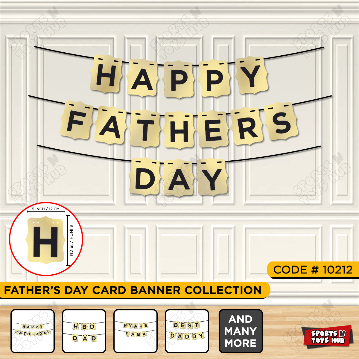 Happy Fathers Day Shinny Gold Card Banner