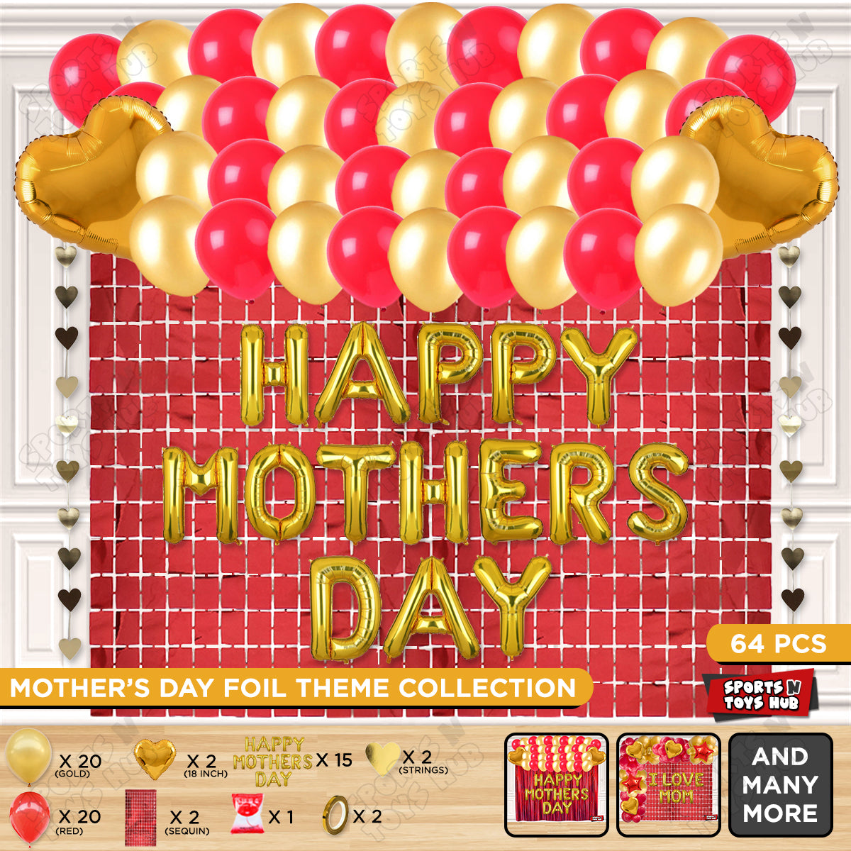 Happy Mothers Day Foil Letter Rectangle Curtain Theme Collection