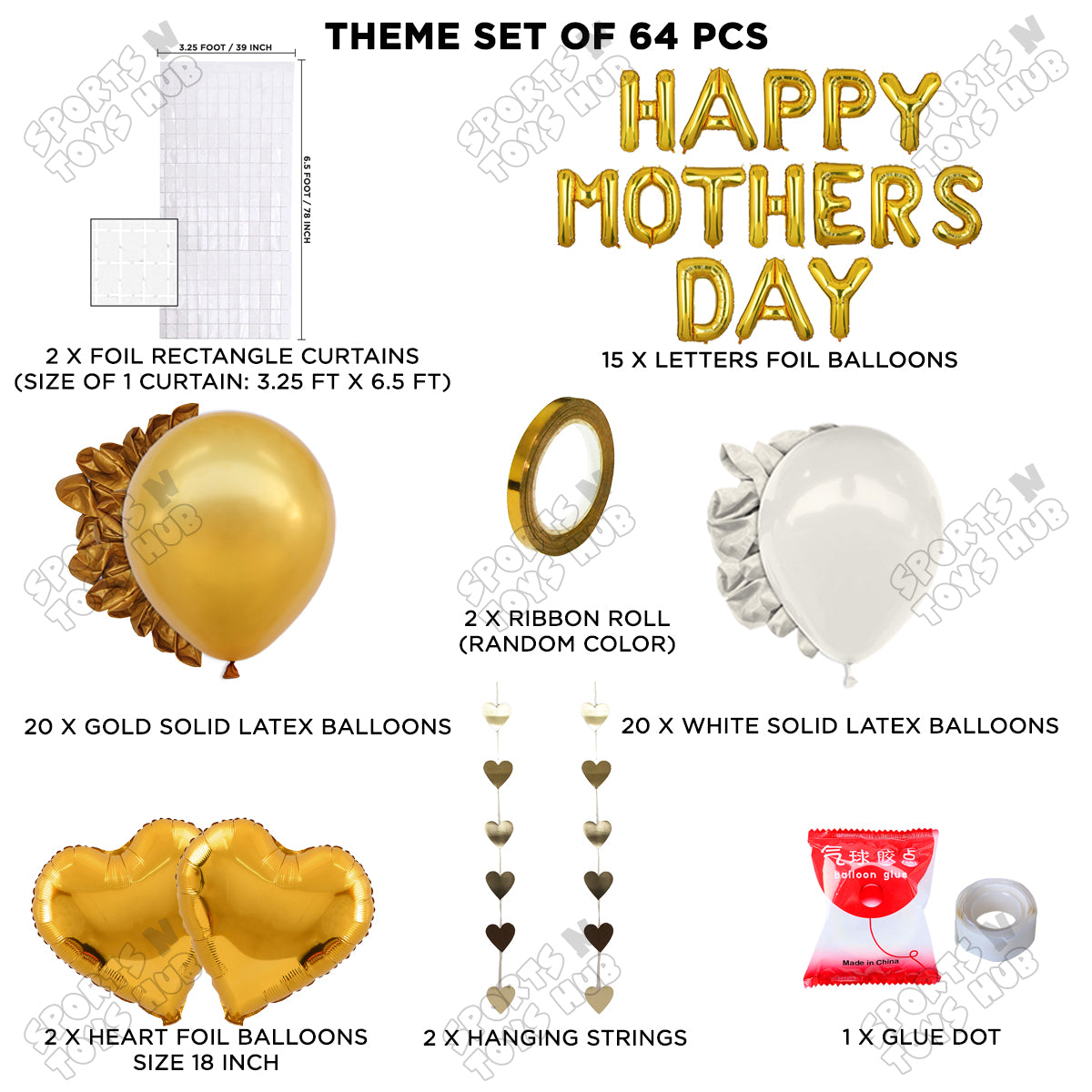 Happy Mothers Day Foil Letter Rectangle Curtain Theme Collection