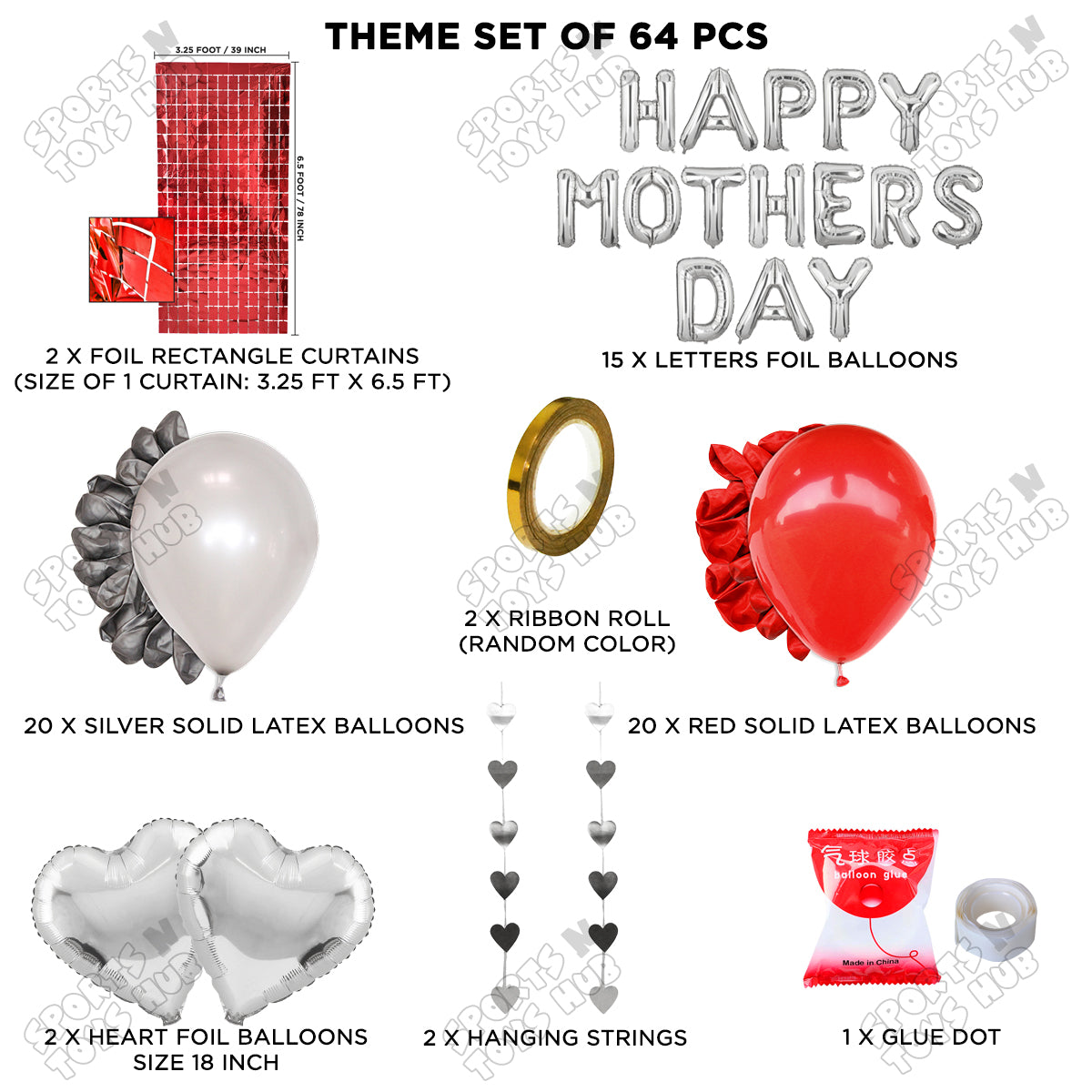 Happy Mothers Day Foil Letter Rectangle Curtain Theme Collection