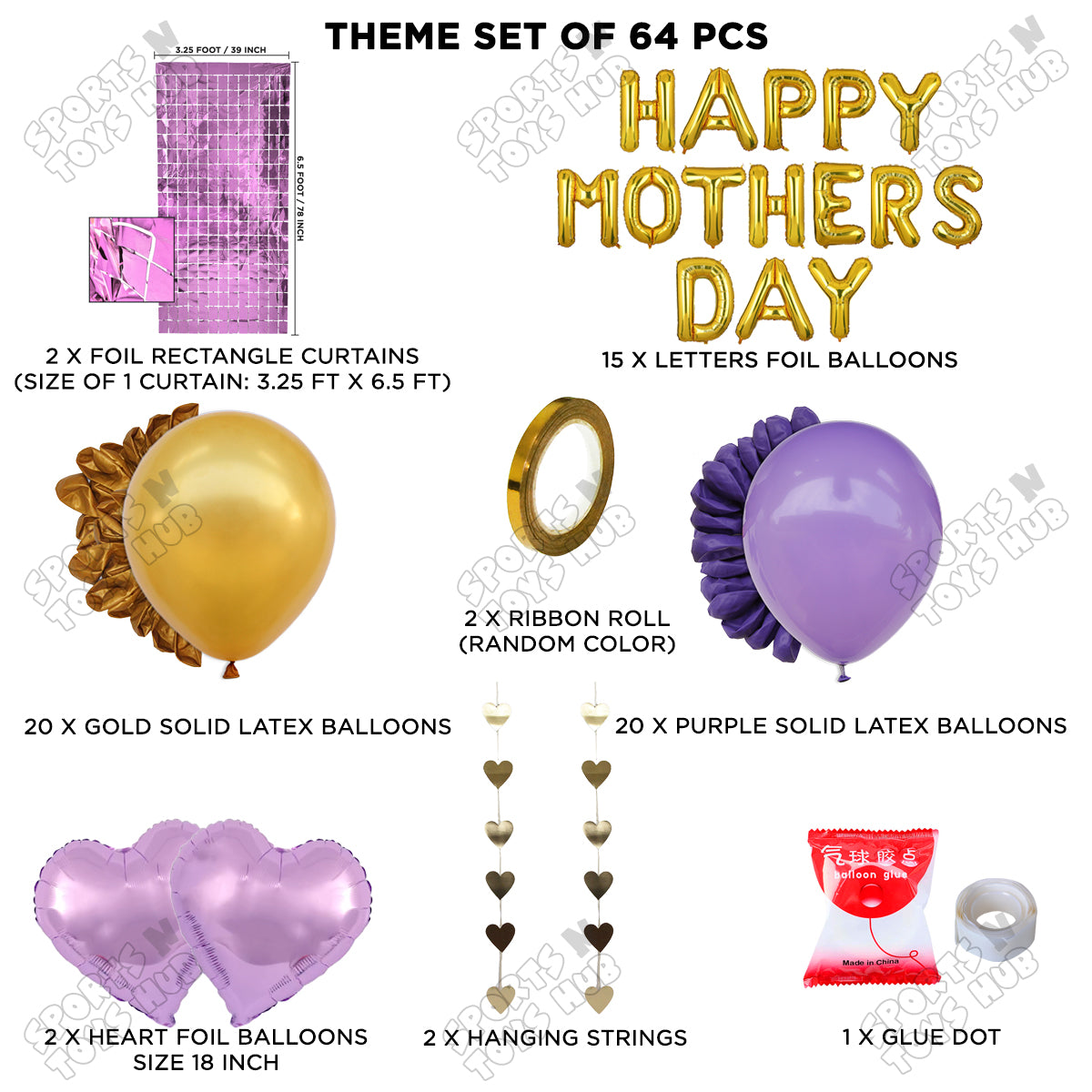 Happy Mothers Day Foil Letter Rectangle Curtain Theme Collection