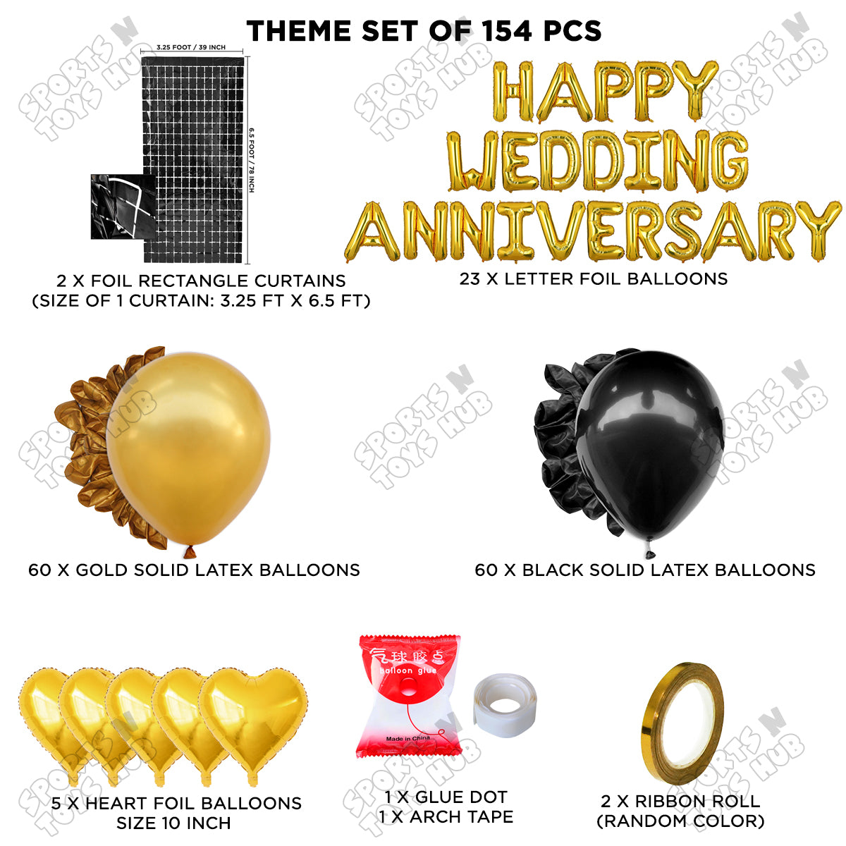 Happy Wedding Anniversary Foil Letter Theme Collection - Gold