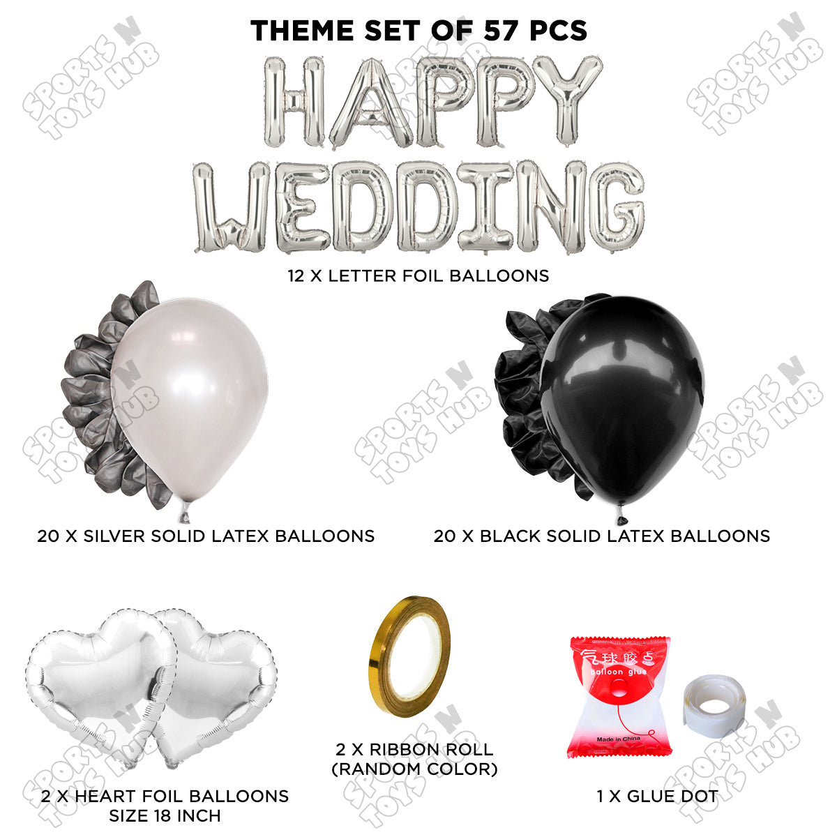 Happy Wedding Foil Letter Theme Collection - Silver