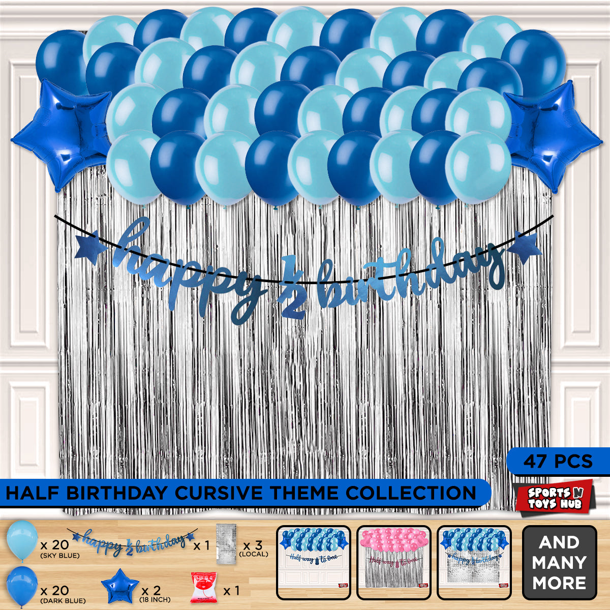 Happy 1/2 Birthday Cutout Banner Theme With Curtain