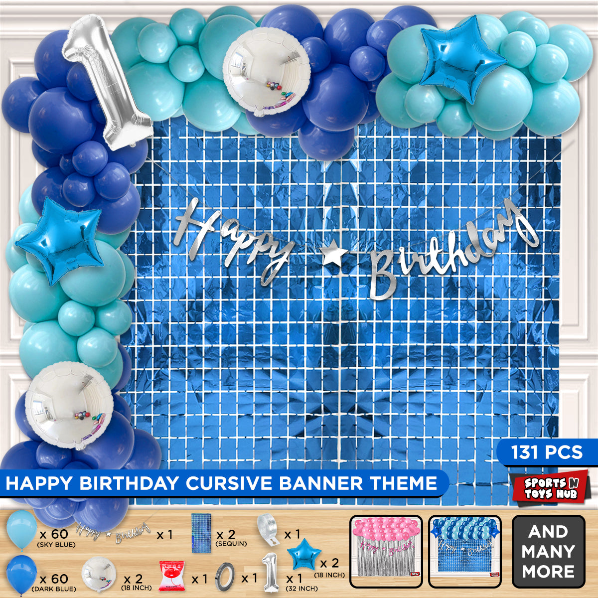 First Birthday Cutout Banner Arch Theme - Blue
