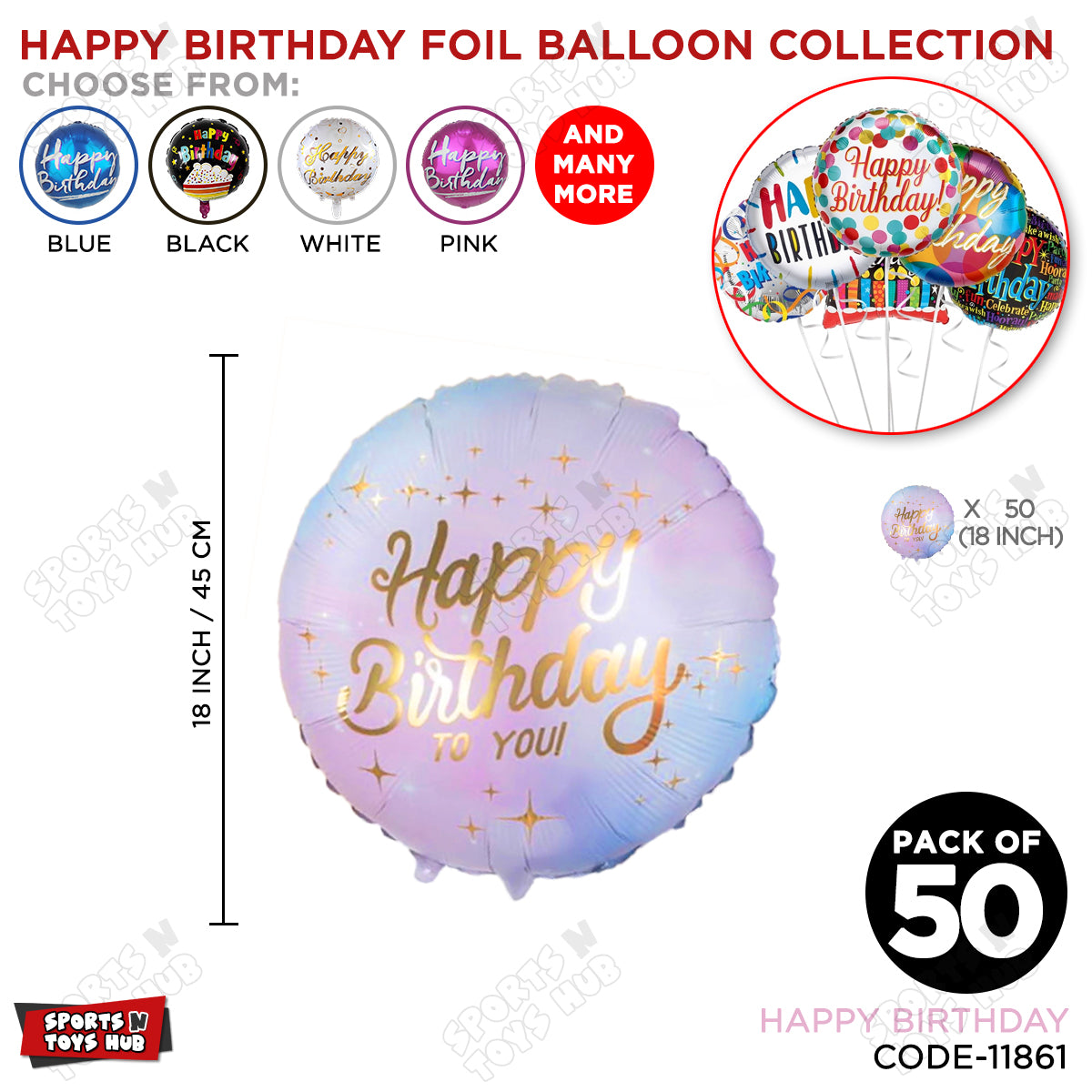Happy Birthday Printed Round Foil Balloon