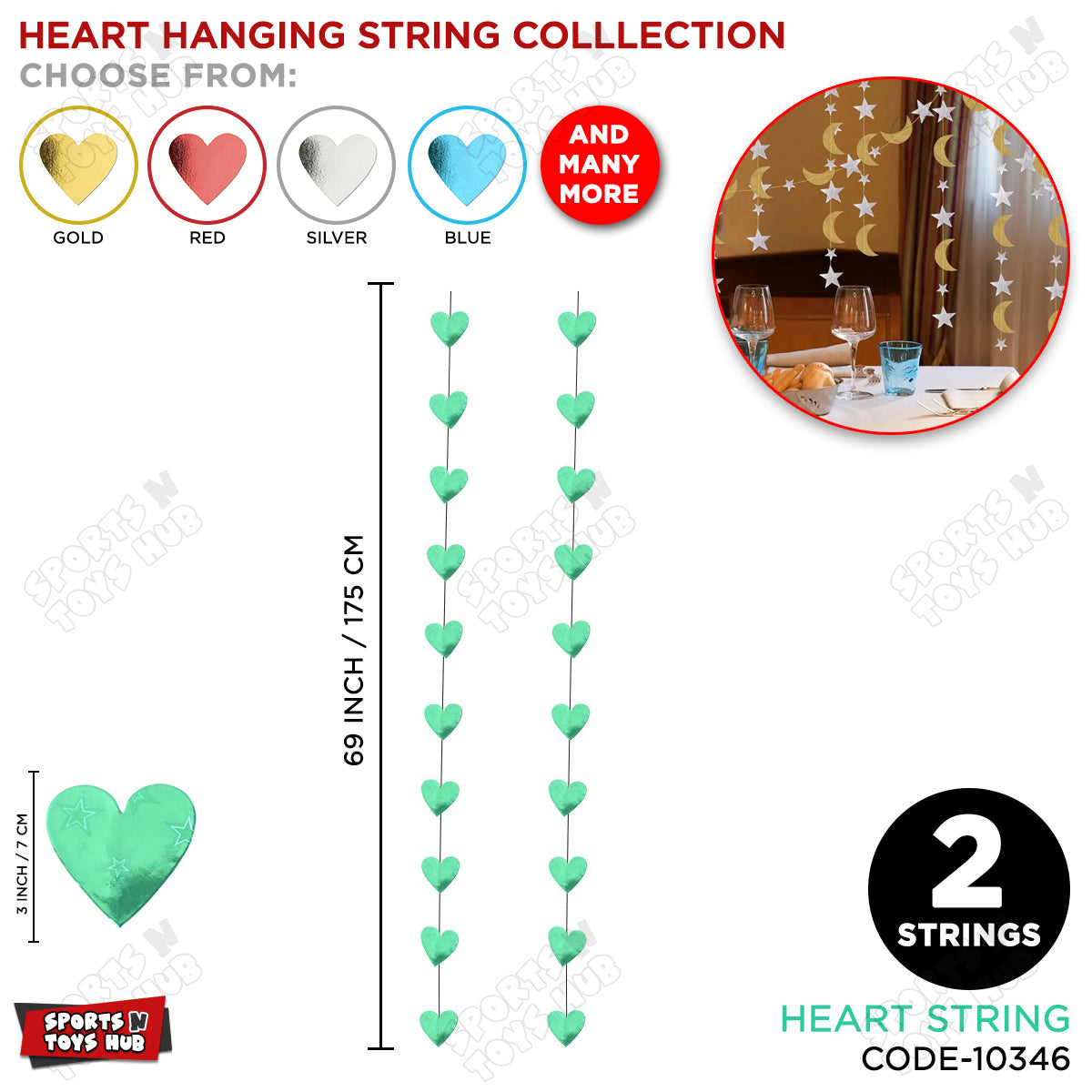 Heart Shape Hanging Strings - Pack Of 2