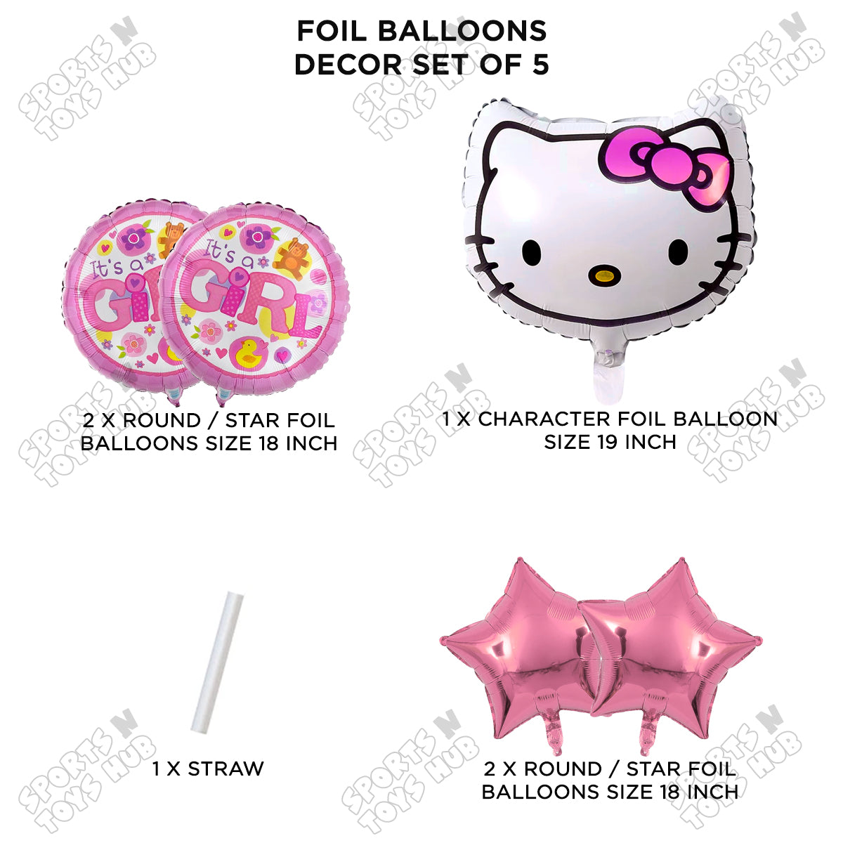 Hell0 Kitty Face Foil Balloon Set