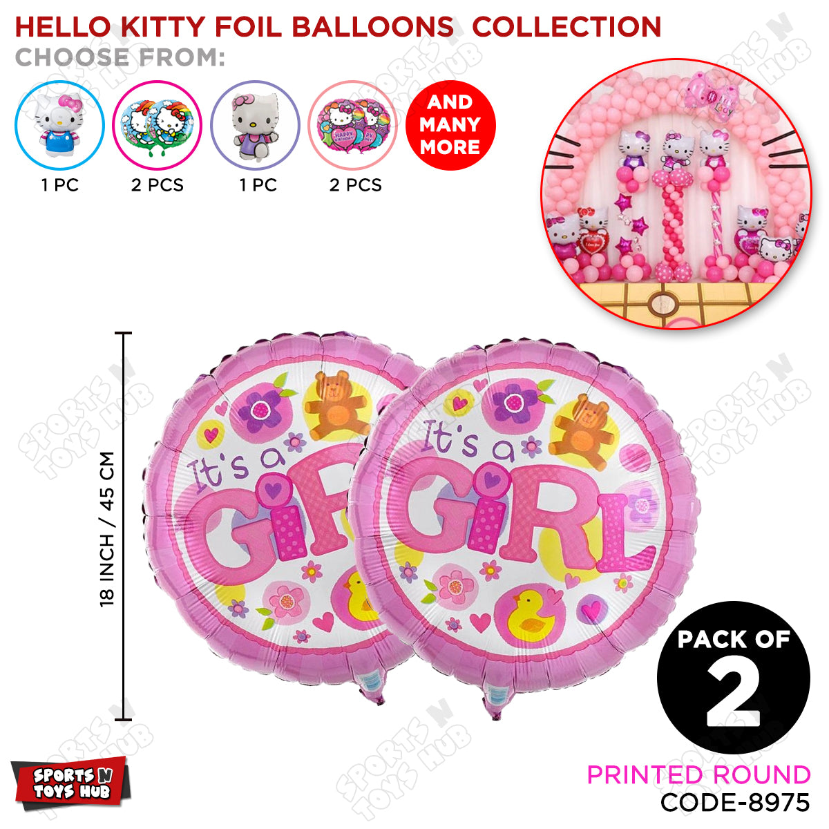 Its A Girl Printed Round Foil Balloon - Pack Of 2