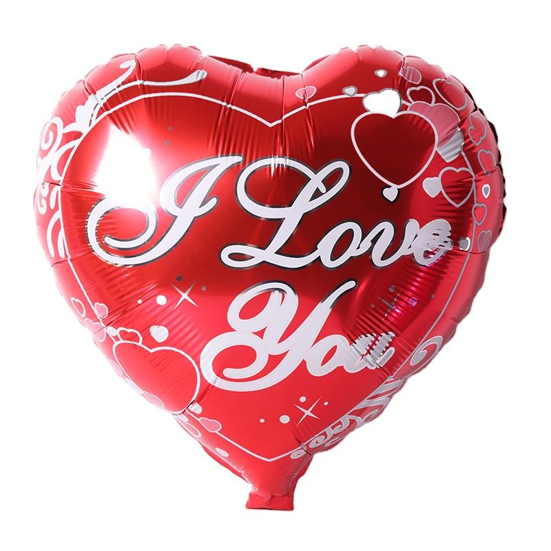 Heart Shape Foil Balloon With I Love You Printed Text - 2 Pcs