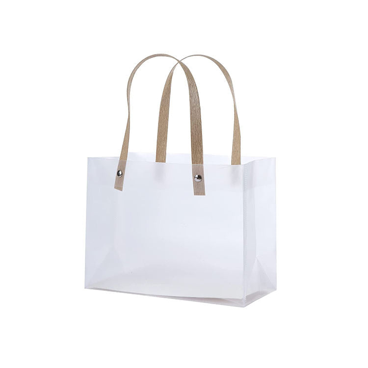 25 × 35 × 10 CM / 06 Frosted Transparent PP Horizontal Shape Gift Bag, Reusable Clear Shopping & Packaging Tote Bags for Gifts, Boutique Products, Retail Packaging, Party Favors, Wedding Events & Gift Wrapping