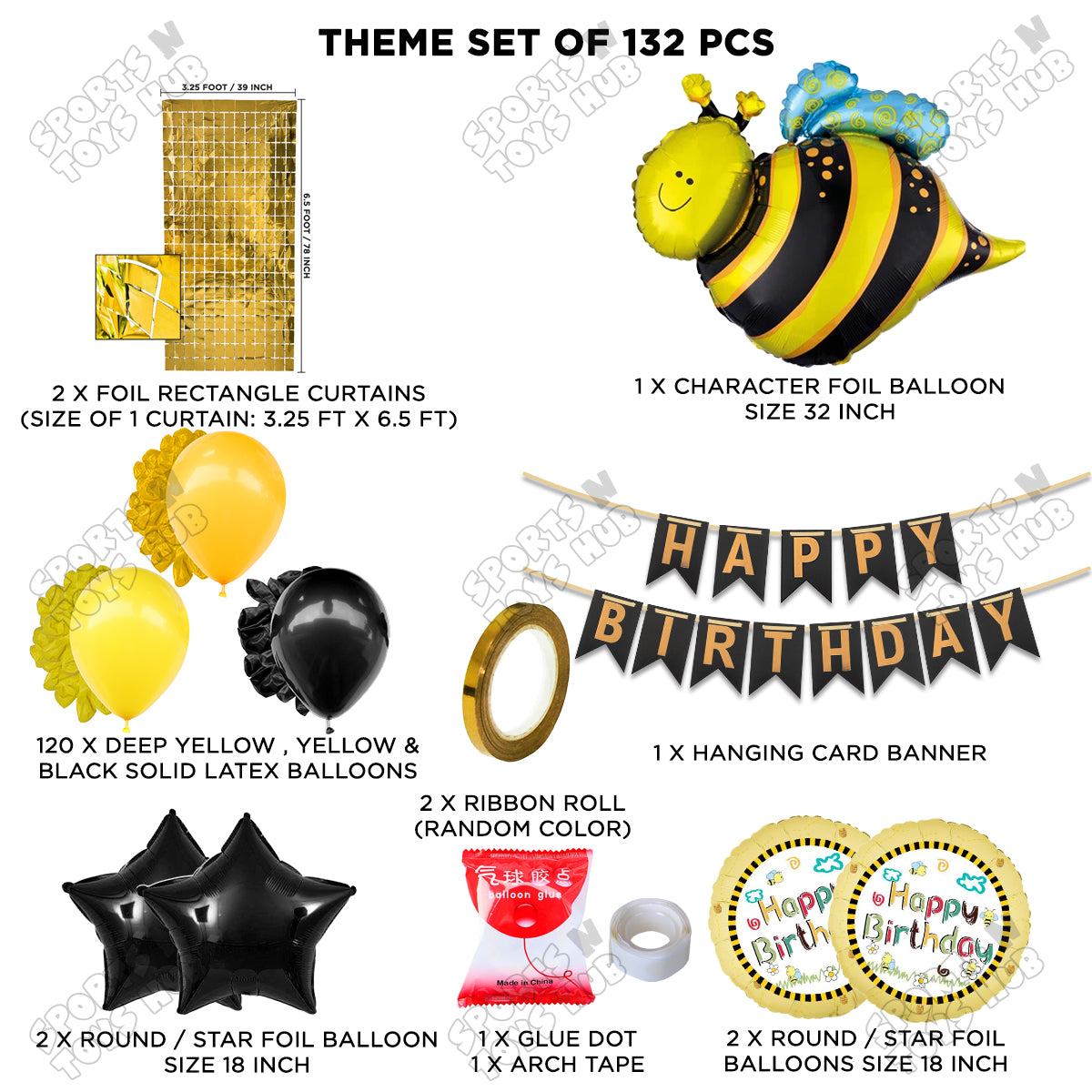 Bee Foil Balloon Arch Card Banner Theme Collection