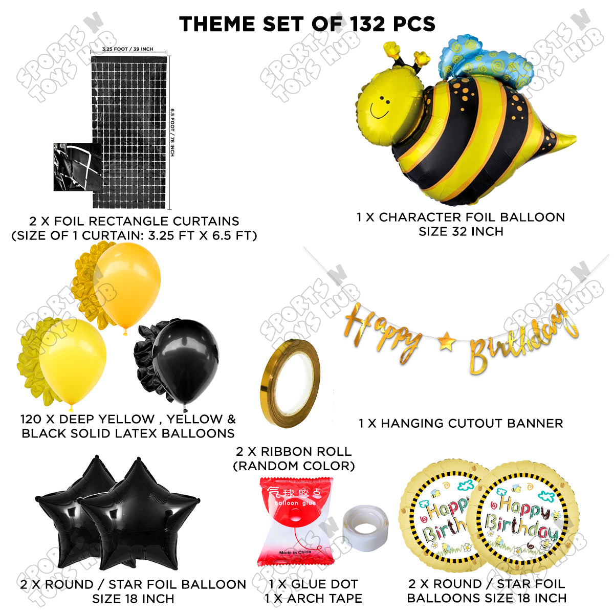 Honey Bee Foil Balloon Arch Cursive Banner Theme Collection
