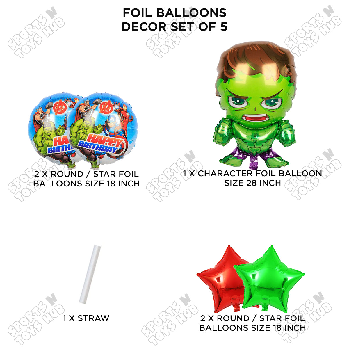 H-u-l-k Foil Balloon Set