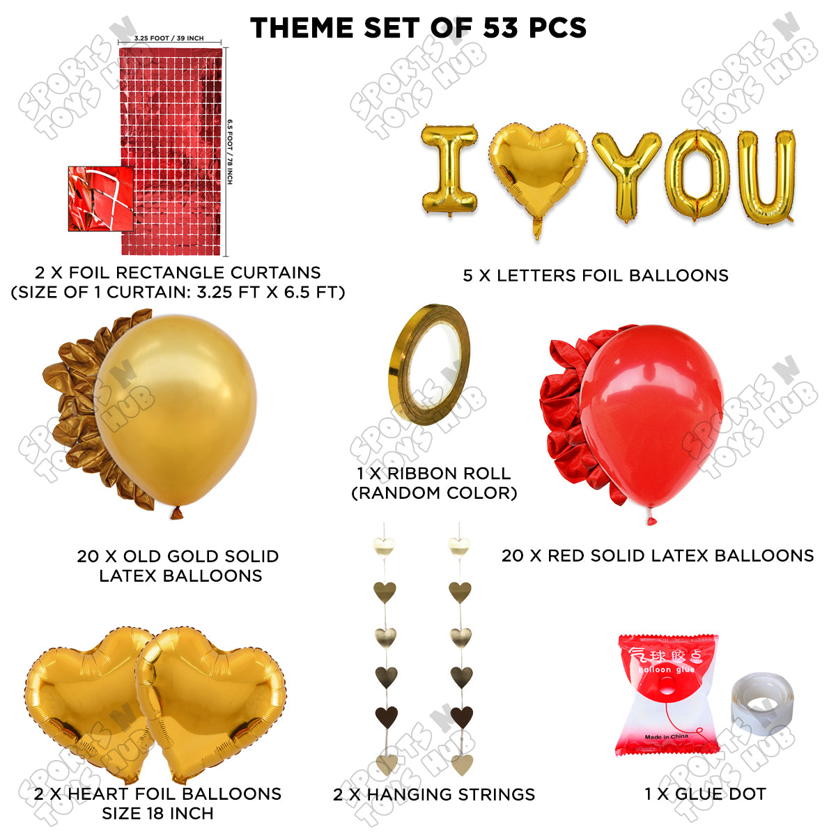 I ♥ You Foil Letter Garland Rectangle Curtain Theme Collection