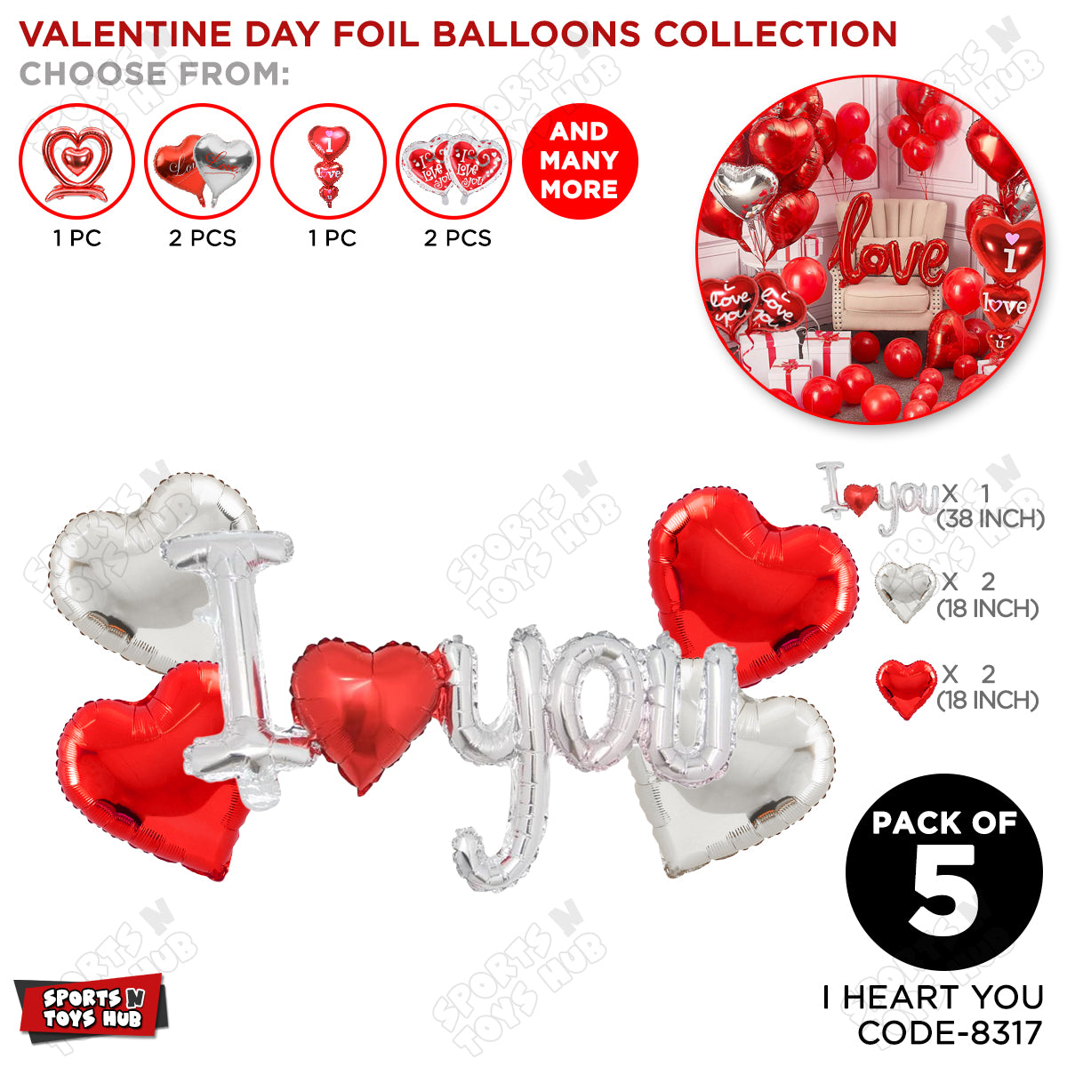 I ♥ You Cursive Foil Letter With Heart Set