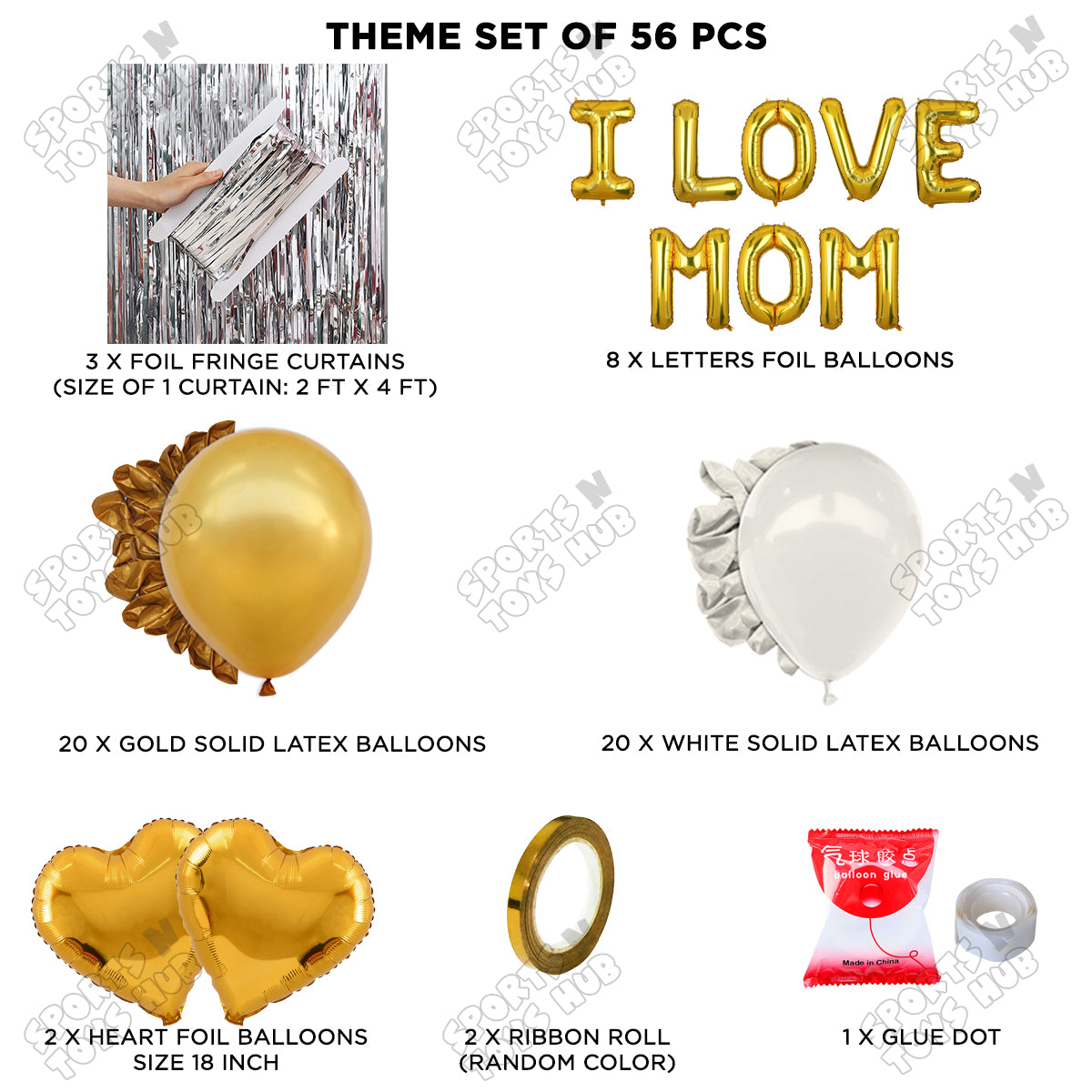 I Love Mom Foil Letter Curtain Theme Collection