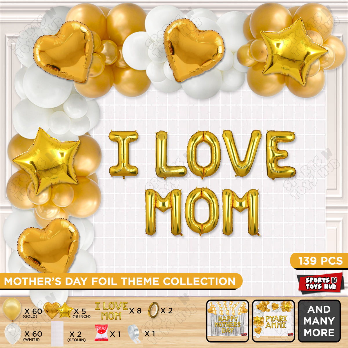 I Love Mom Foil Letter Arch Theme Collection