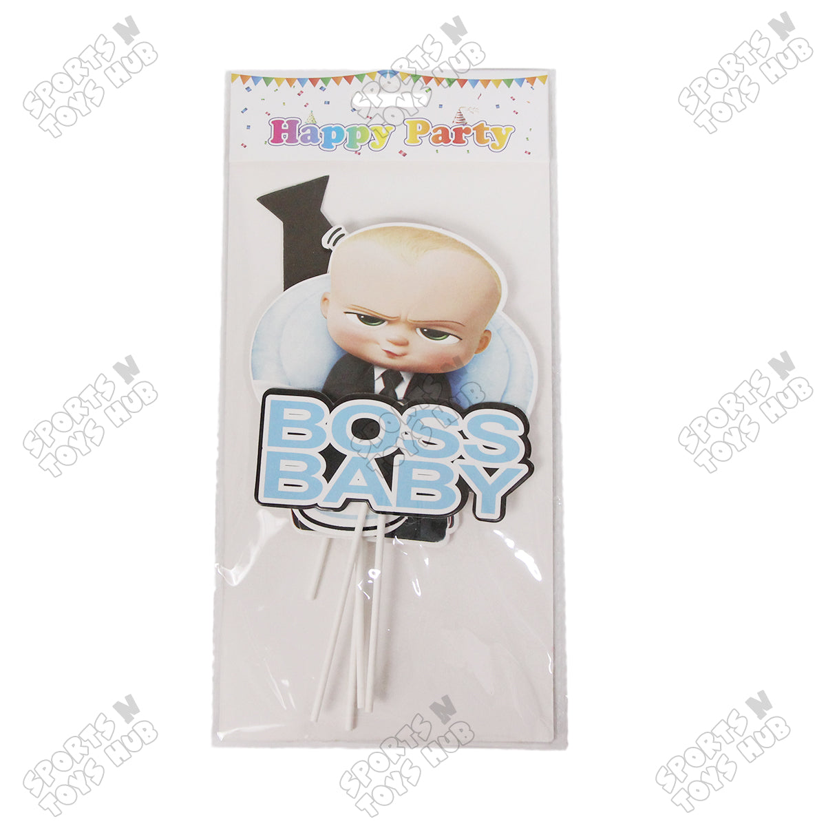 HBD Cartoon Character Boss B@by Printed Card Board Cake Topper - 6 Pcs