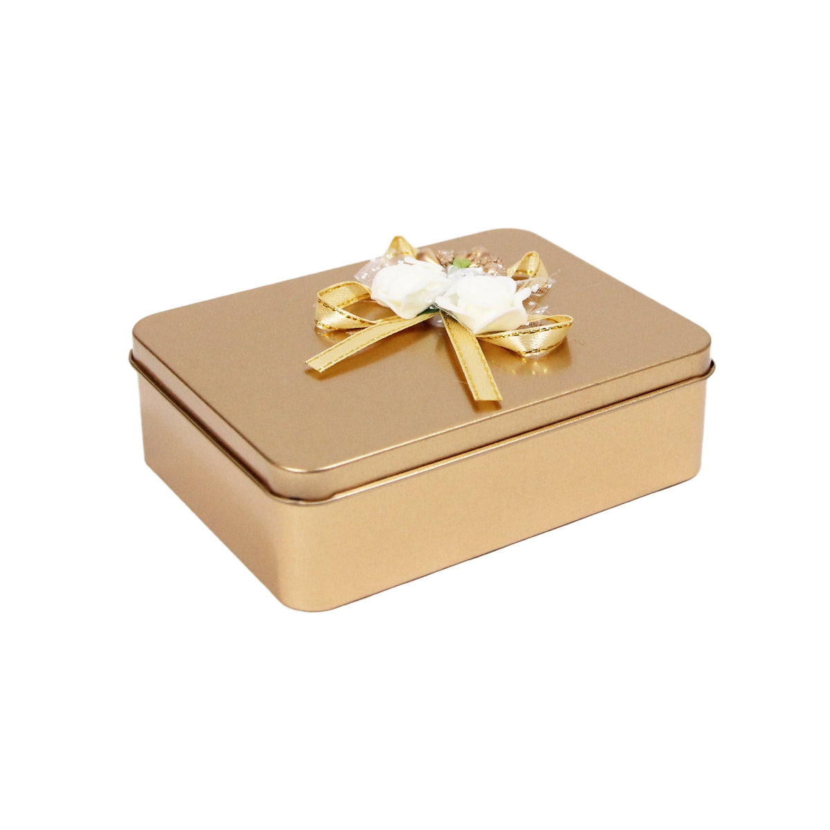 Tin Box Wedding Bid Gift Box With Flower Ribbon Collection - Pack 6