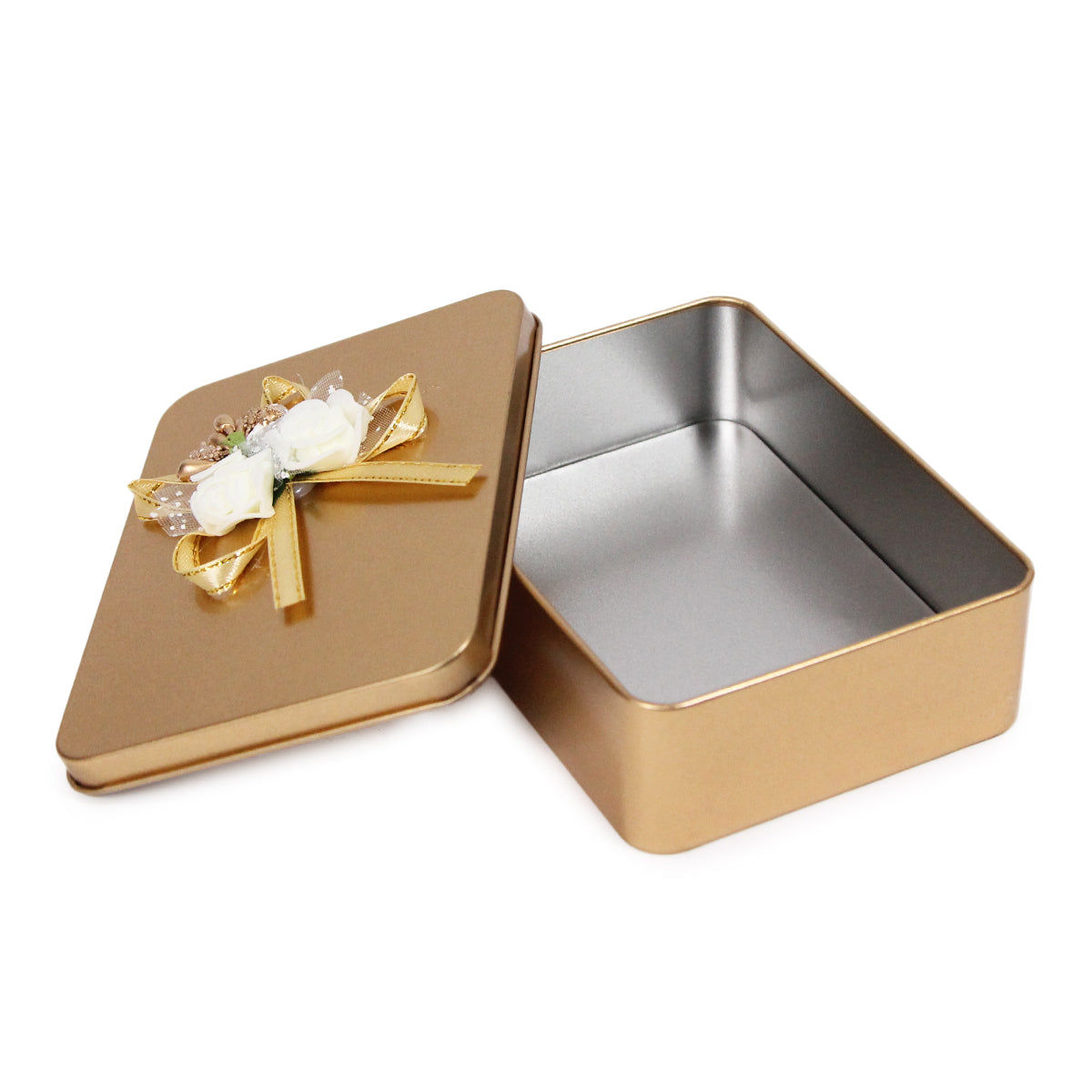 Tin Box Wedding Bid Gift Box With Flower Ribbon Collection - Pack 6