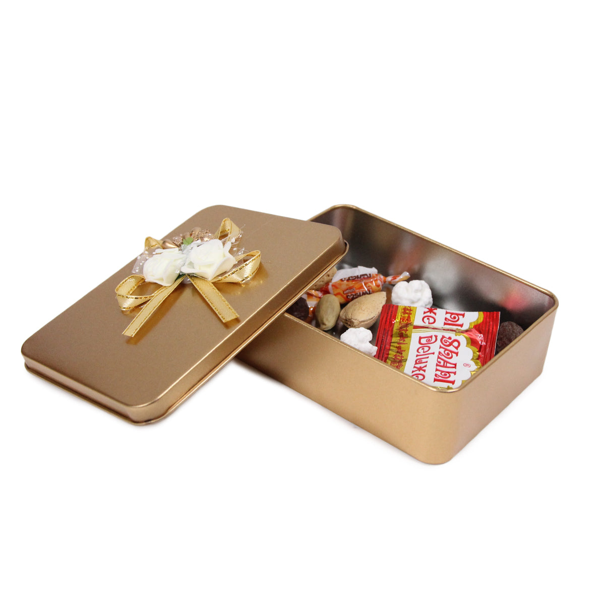 Tin Box Wedding Bid Gift Box With Flower Ribbon Collection - Pack 6