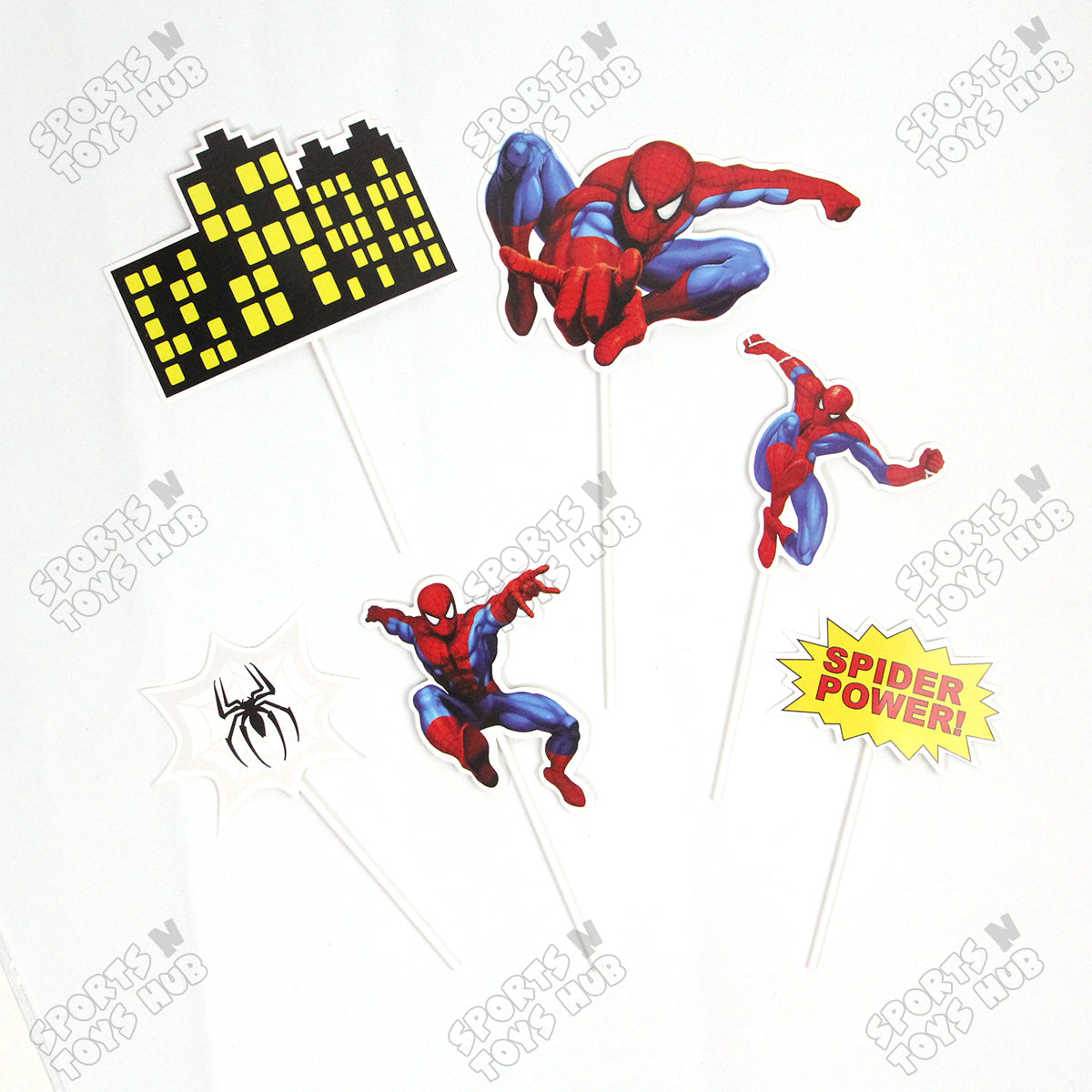 Cartoon Character Spider-M@n HBD Cake Topper - 6 Pcs