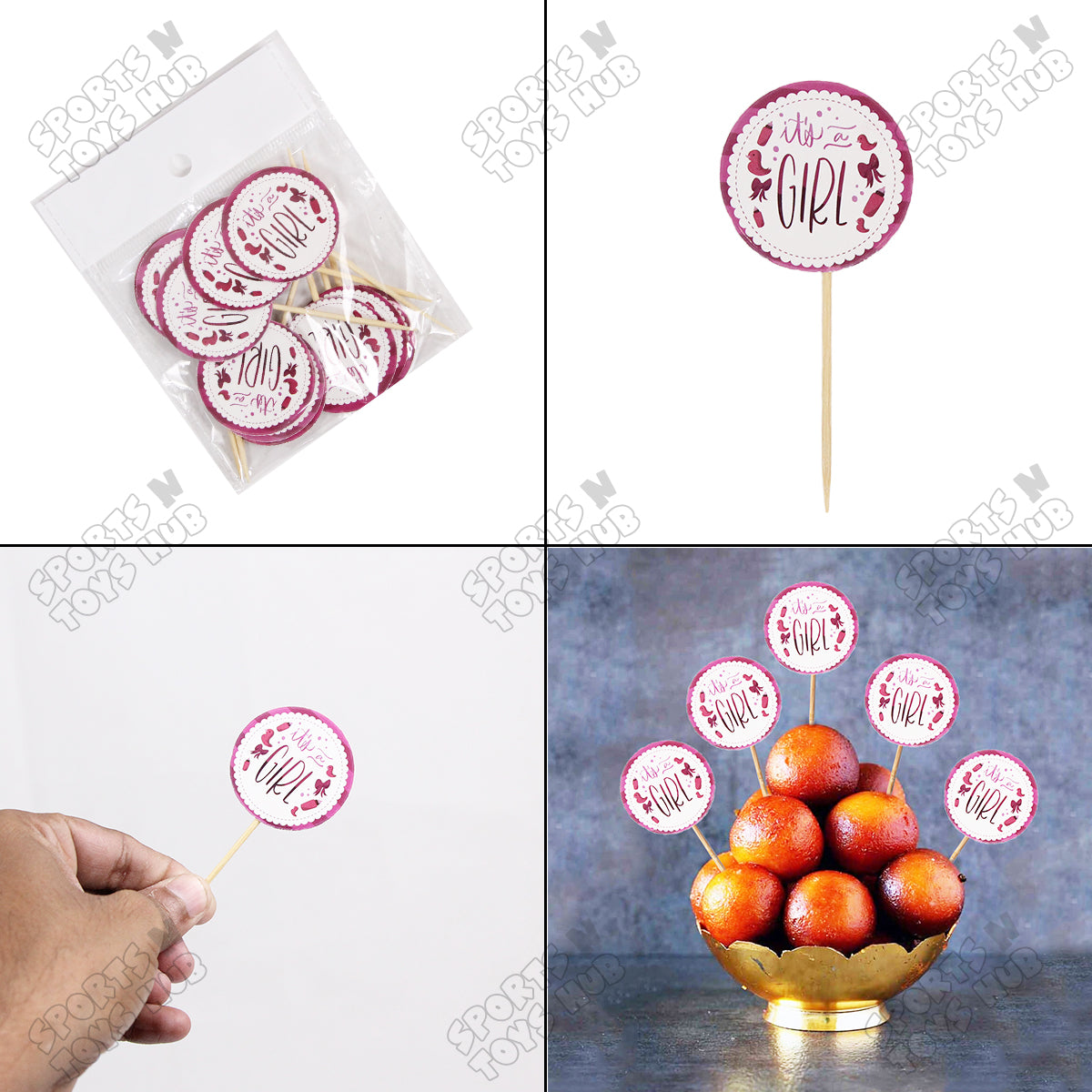 Its a Girl Sweet Topper - Pack Of 12