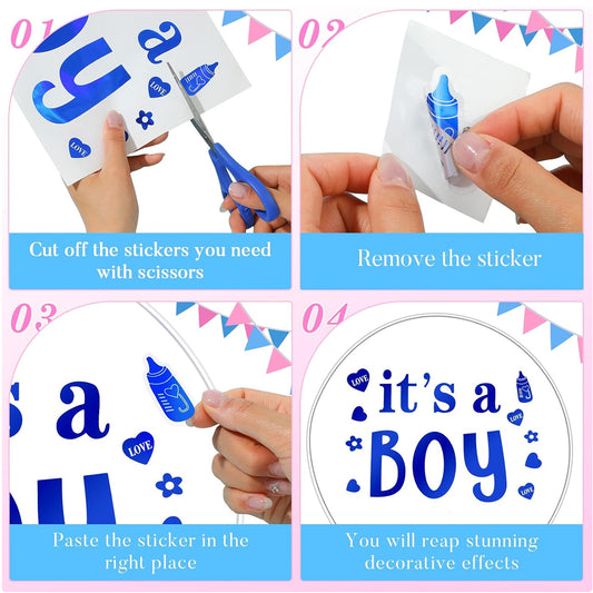 It’s a Boy & It’s a Girl Bobo Balloon Stickers – Baby Announcement Balloon Decals for Gender Reveal, Baby Shower, Newborn Celebration, Party Decorations & Photo Props