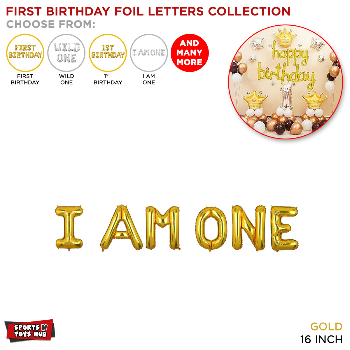 First Birthday Gold Foil Letter Collection