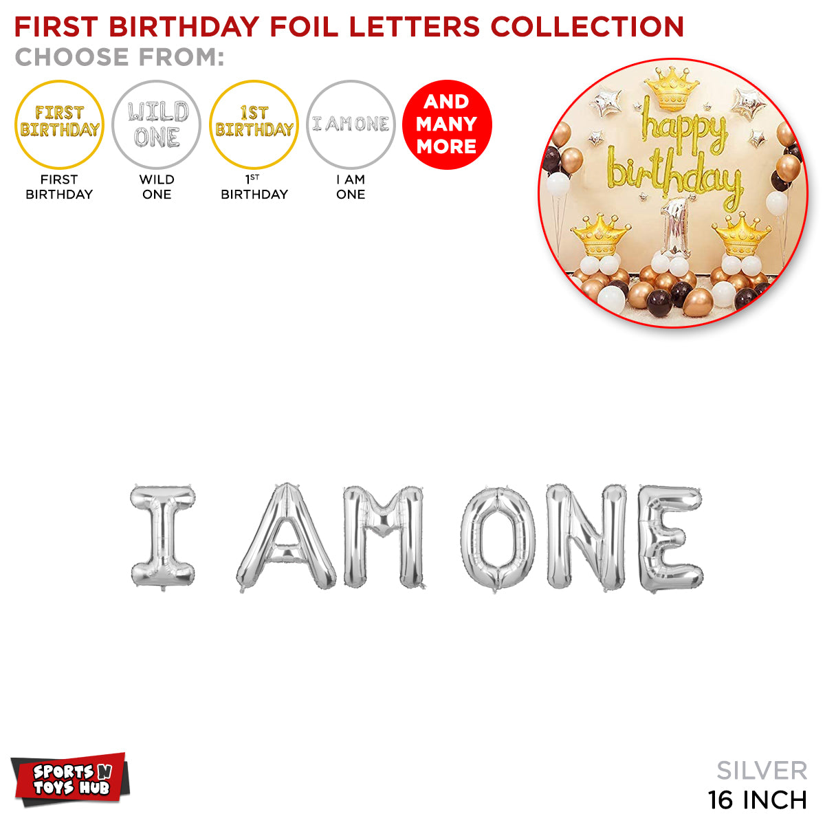 First Birthday Silver Foil Letter Collection