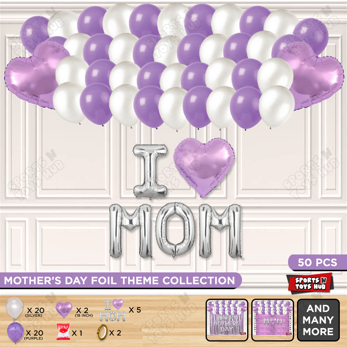 I ♡ Mom Foil Letter Garland Theme Collection