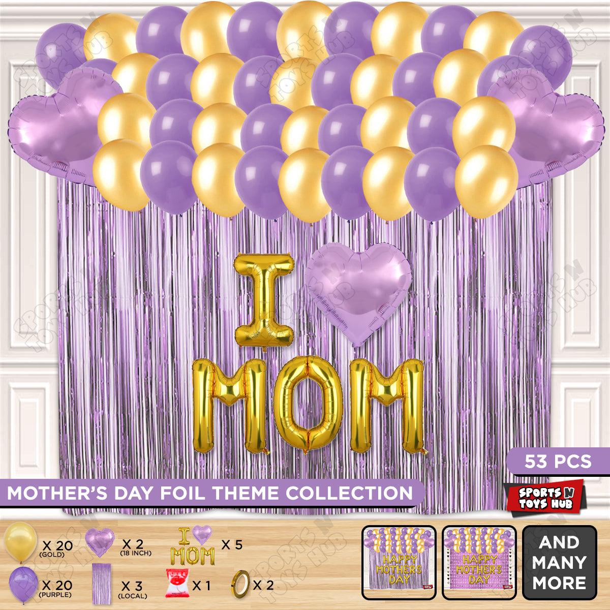 I ♡ Mom Foil Letter Curtain Theme Collection