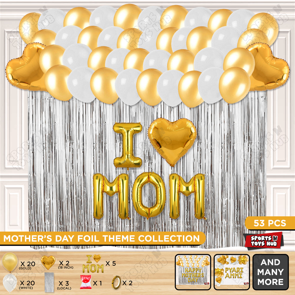 I ♡ Mom Foil Letter Curtain Theme Collection
