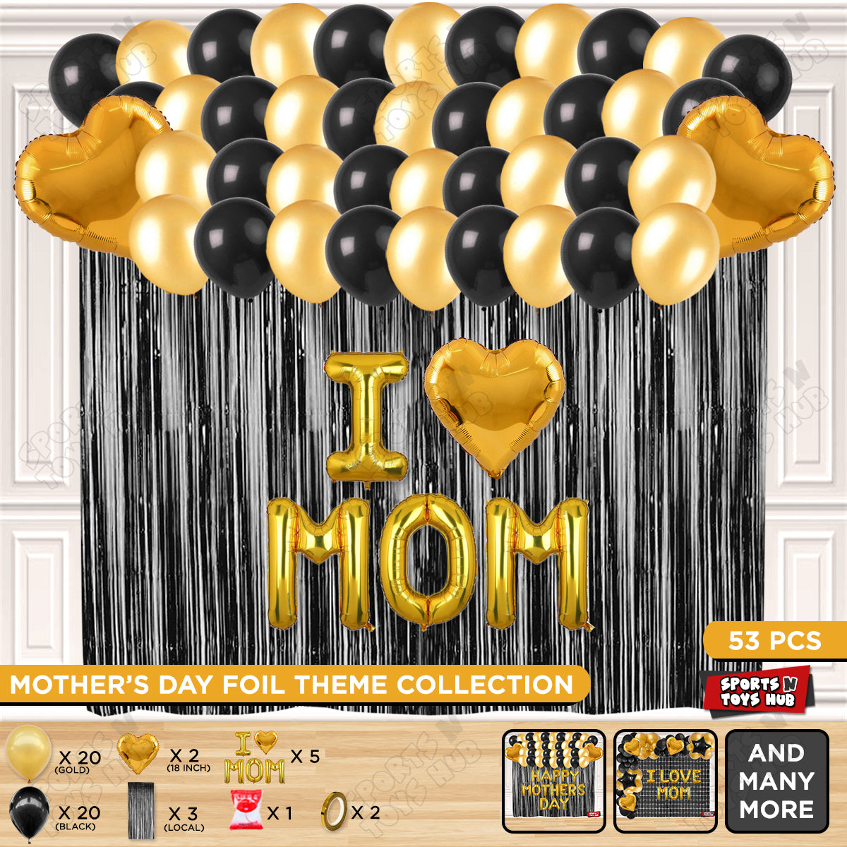 I ♡ Mom Foil Letter Curtain Theme Collection