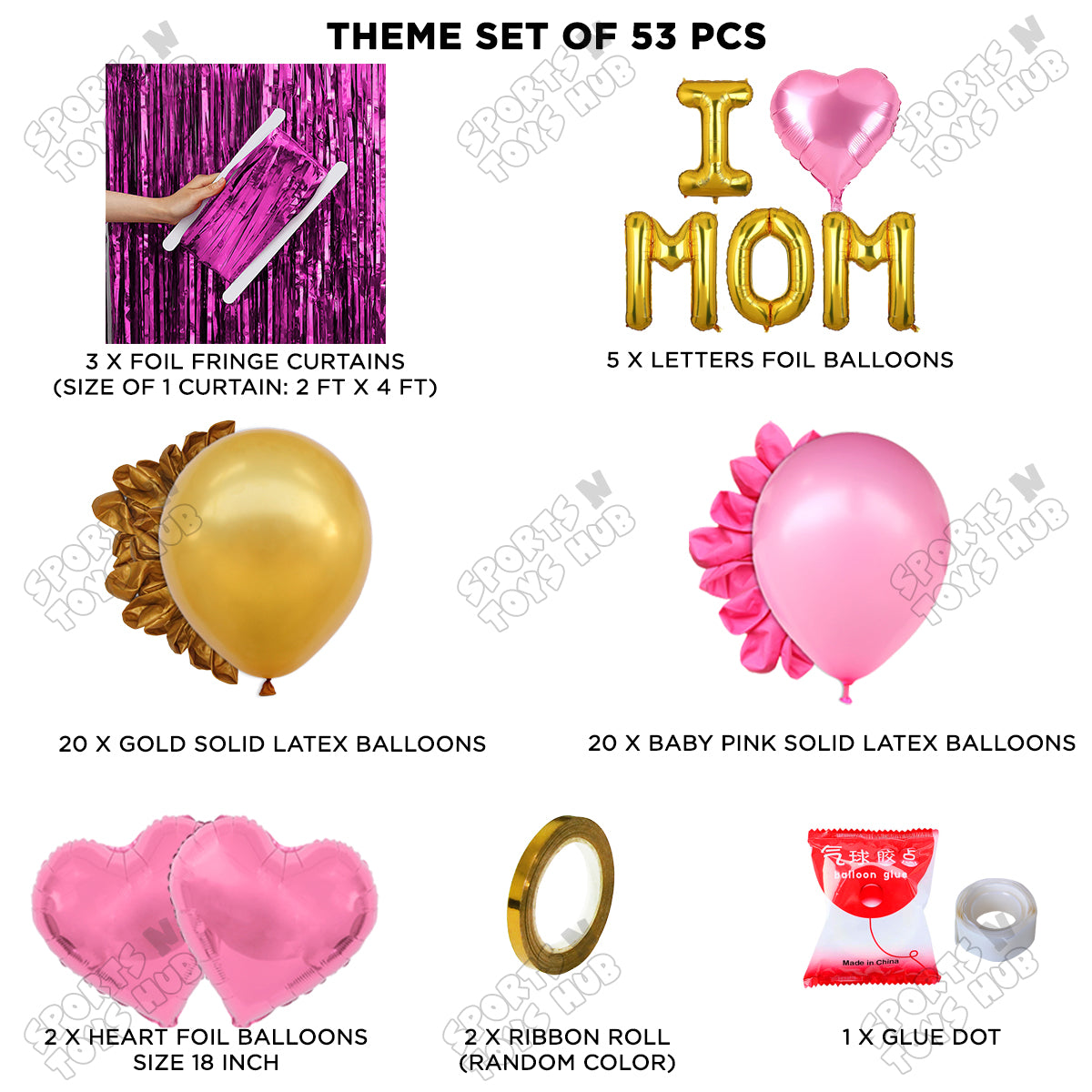 I ♡ Mom Foil Letter Curtain Theme Collection
